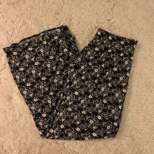 Floral wide-leg pants with elastic waist